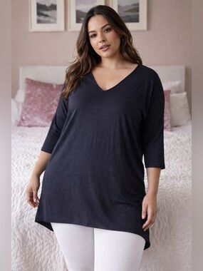 Vero Moda Black V-Neck 3/4 Sleeve Tunic